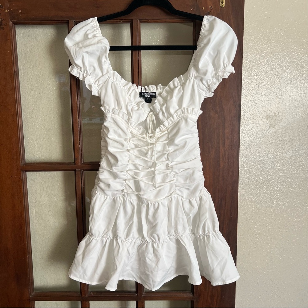 NWT White Ruffled Mini Dress (6)